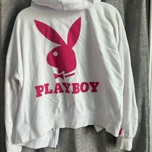 PLAYBOY White and Pink Sweatshirt with Bold Graphic